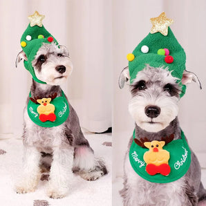 Christmas Pet Hat Cute Antlers Saliva Towel Dress Up for Halloween Accessory