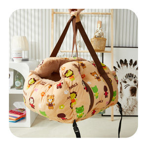 Portable outdoor dual-use warm pet bed for winter