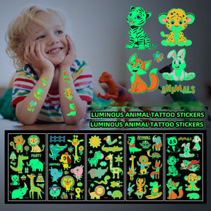 Children Disposable Luminous Animal Tattoo Waterproof Sticker 5Pcs