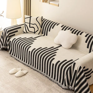 Chenille Fabric Stylish Striped Double-Sided Anti-Scratch Couch Cover