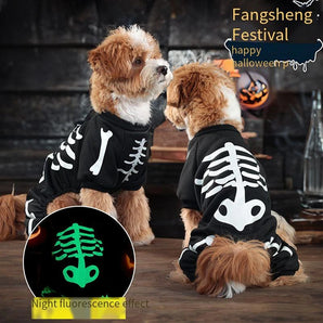 Halloween Pet Glow Costume Skeleton Jumpsuit for Small Medium Dogs