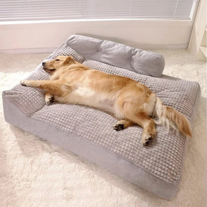 Large Comfortable Non-Slip Pet Bed with Bolster