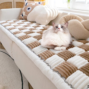 🐶🐈Cream-colored Large Plaid Square Pet Dog Cat Mat Bed Couch Cover-Xmas Sale 50% off💥