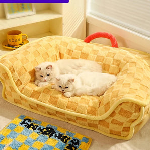 Cats Sofa Bed for Small Dogs Yellow Cozy Sleeping Cushions