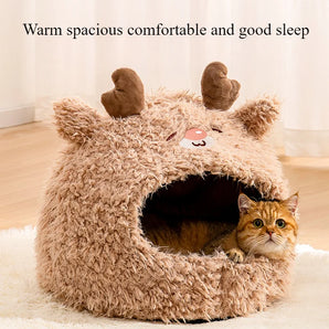 Cute Pet House Deep Sleep Plush Beds for Small Cat Medium dog