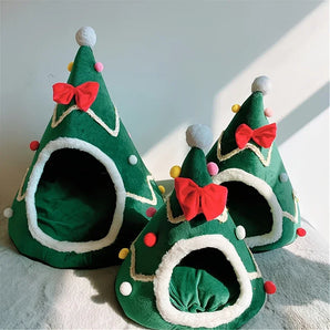 Christmas Tree Cat House Halloween Pet Mat Soft Cute Cat Bed