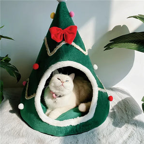 Christmas Tree Cat House Halloween Pet Mat Soft Cute Cat Bed