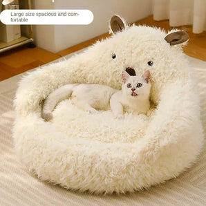 Cat Cute Animal-Shaped Bed Winter Warm Deep Sleep Pet Sofa