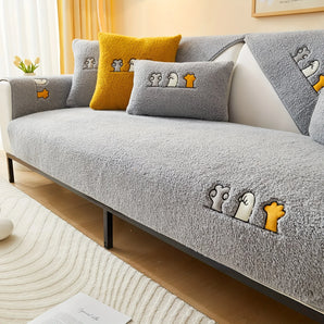 Warm Fleece Non-Slip Sofa Cover