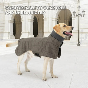 English Plaid Dog Windbreaker Winter Coat with Traction Eyelets for Medium Big Dog