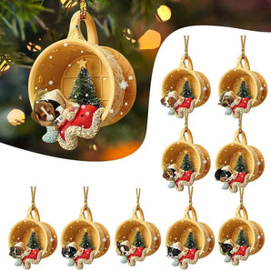 Christmas Acrylic Dog Puppy Ornaments Xmas Tree Decorations